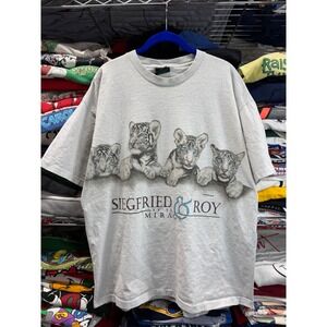 Vintage 1993 Siegfried & Roy Mirage Las Vegas White Tiger T-Shirt Habitat XL